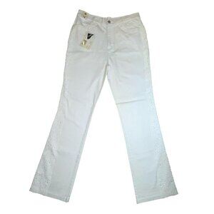 Lafei Nier Women's Size 12 White Denim Jeans w/ Crotchet Embellishment NWT